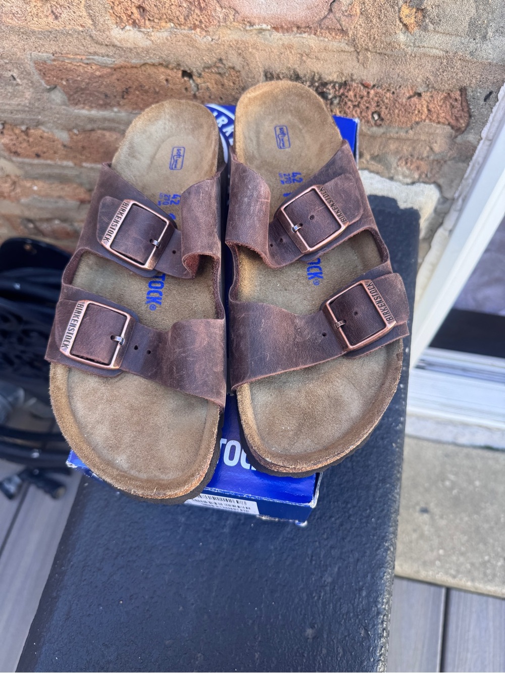 Birkenstock Arizona Brown Two-Strap Suede Sandals size 42 unisex